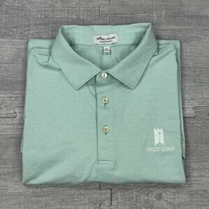 Peter Millar Summer Comfort ARCIS golf Polo Shirt Men XL Green Stripe Preppy EUC